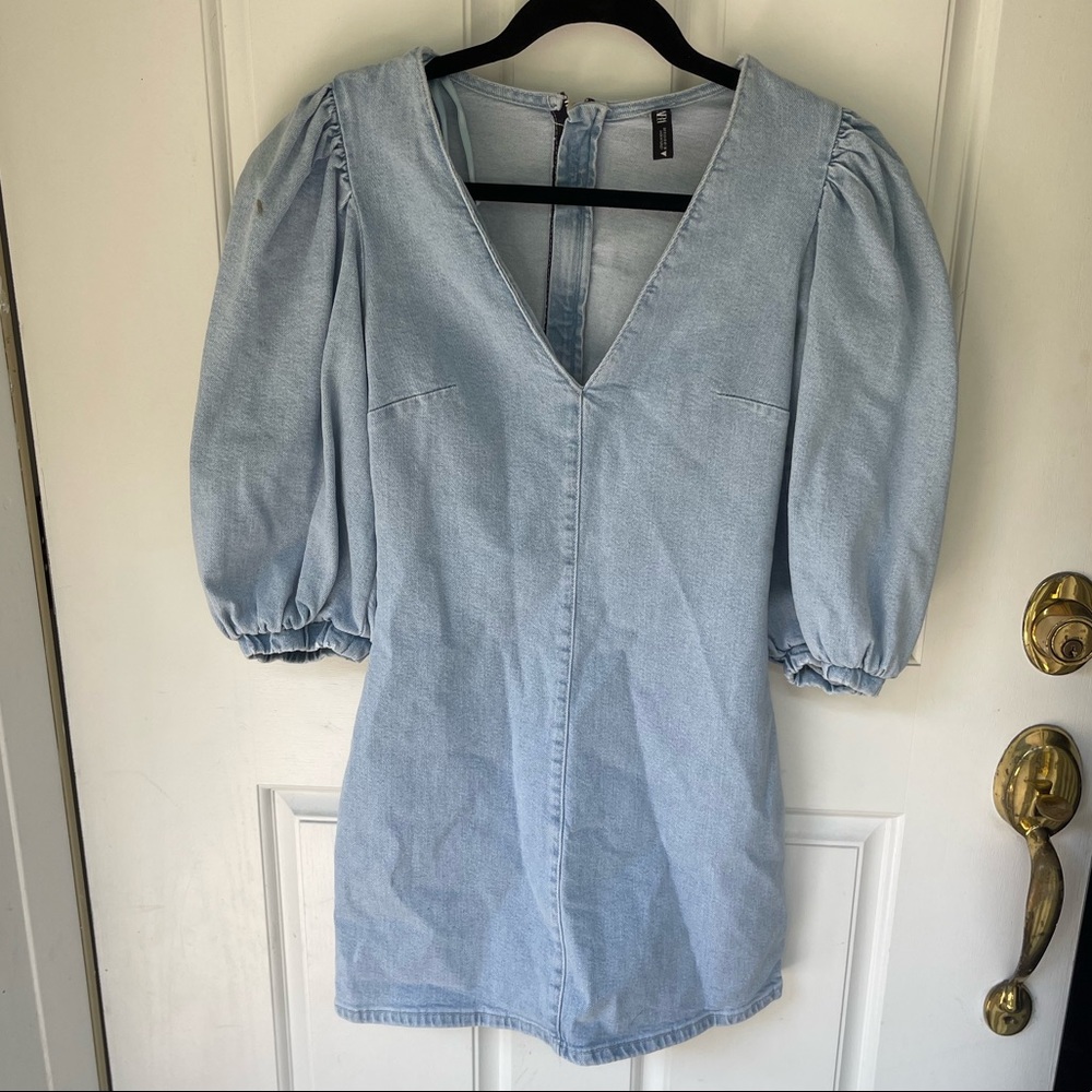 Zara denim dress with the balloon sleeves size S